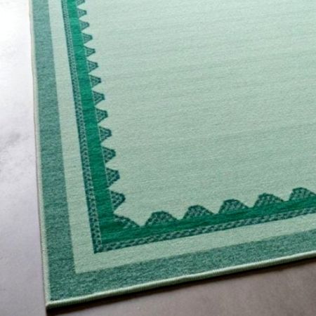 Ivory Geometric Living Room Wool Rug